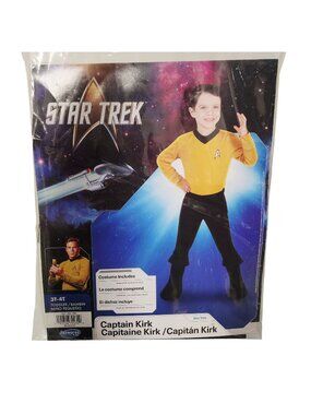 Star Trek Toddler Captain Kirk Costume 3T-4T With Jumpsuit & Boot Covers